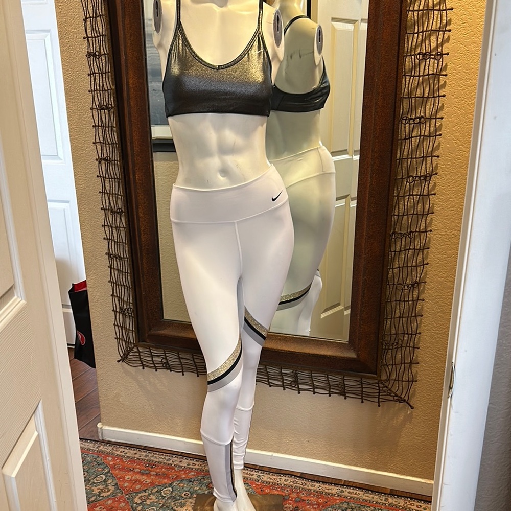 Nike White Leggings with Black Accents